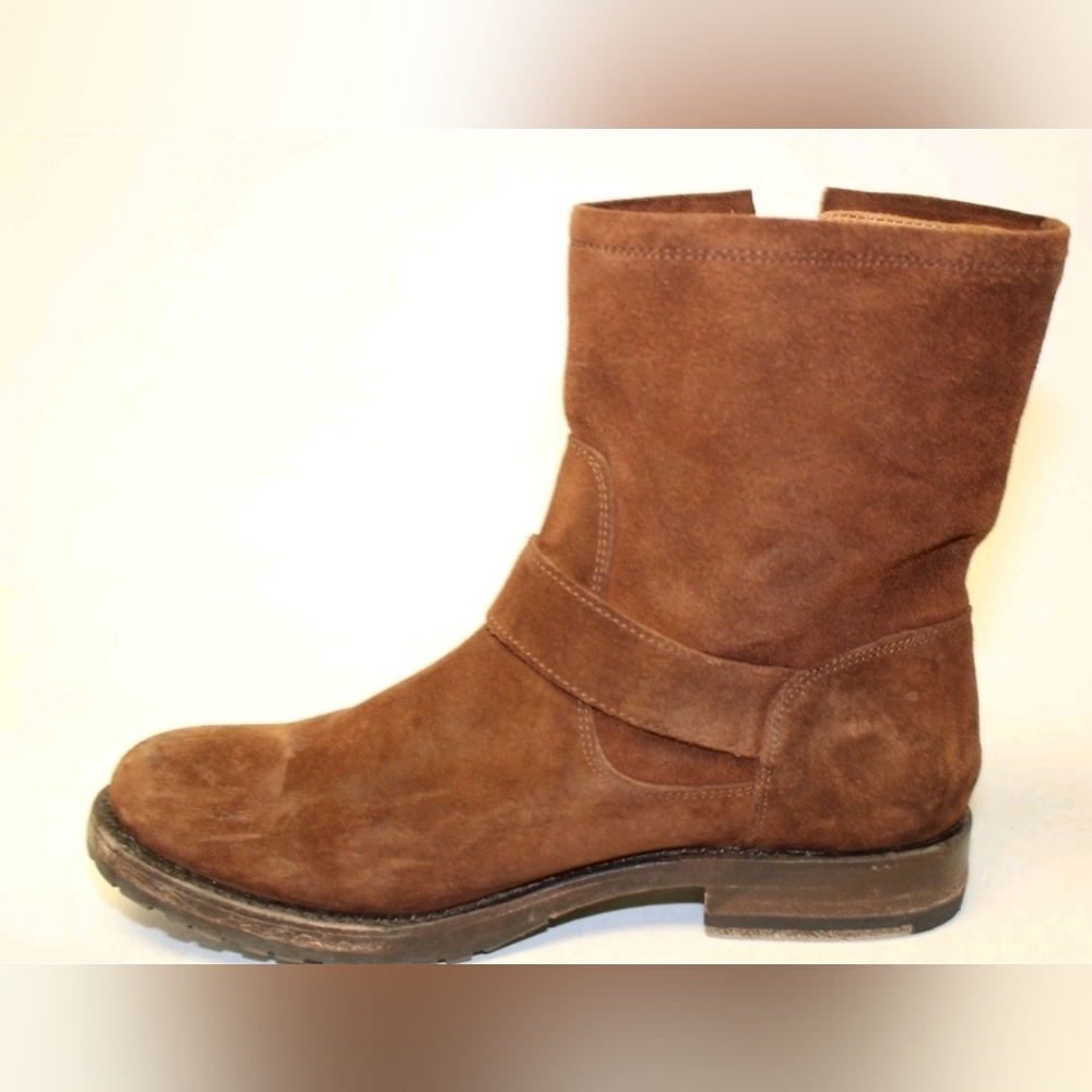Frye Natalie Short Engineer Brown Suede Pull On Boots 7 - Picture 2 of 10